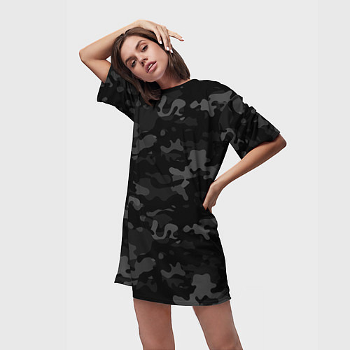 Женская длинная футболка Ночной камуфляж / 3D-принт – фото 3