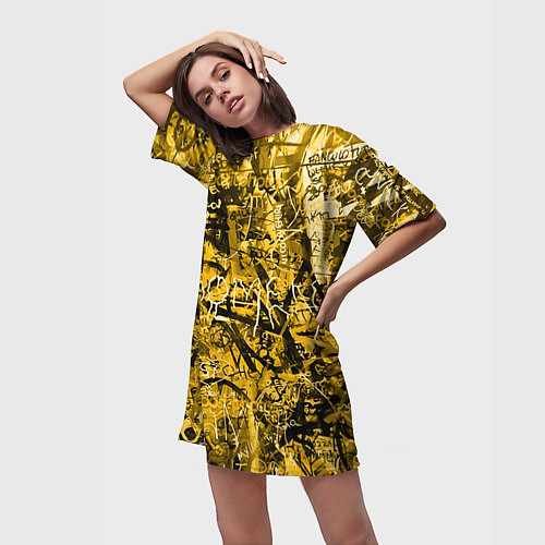 Женская длинная футболка Желтый хаос / 3D-принт – фото 3