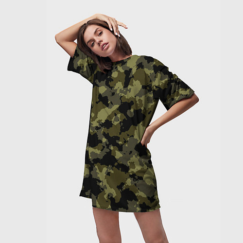 Женская длинная футболка Тропический камуфляж / 3D-принт – фото 3