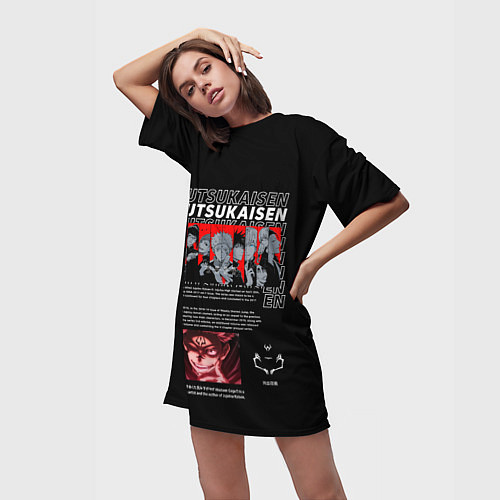 Женская длинная футболка Магическая битва персонажи аниме / 3D-принт – фото 3