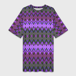 Женская длинная футболка Серо-фиолетовый этнический геометрический узор