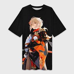 Футболка женская длинная Казуха с мечом - Genshin Impact, цвет: 3D-принт