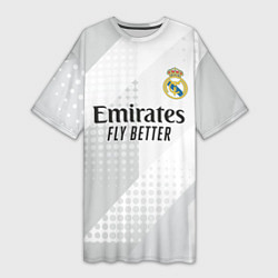 Футболка женская длинная ФК Реал Мадрид, цвет: 3D-принт