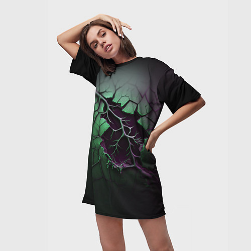 Женская длинная футболка Ветвь / 3D-принт – фото 3