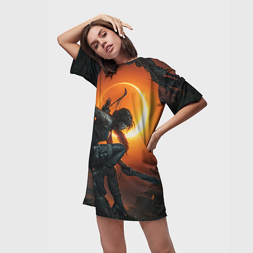 Женская длинная футболка Lara Croft / 3D-принт – фото 3