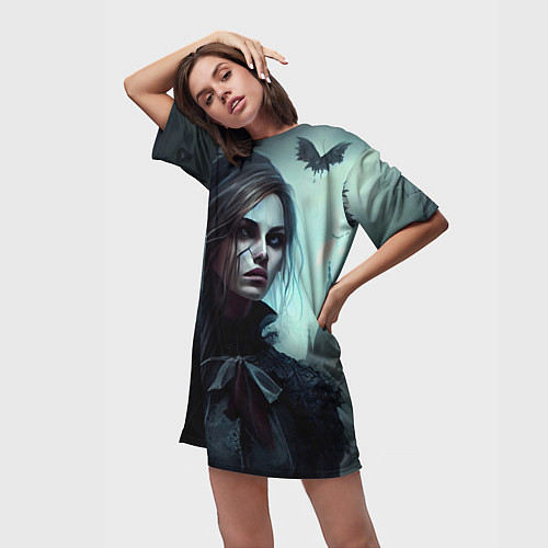 Женская длинная футболка Готическая девушка Гэйлавира / 3D-принт – фото 3