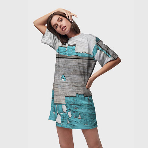 Женская длинная футболка Текстура облупившейся краски - авангард / 3D-принт – фото 3