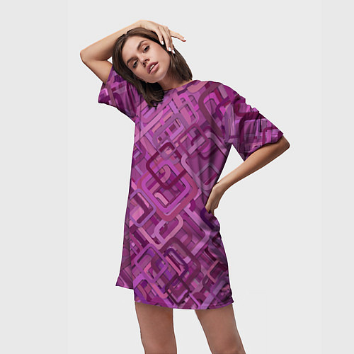 Женская длинная футболка Фиолетовые диагонали / 3D-принт – фото 3