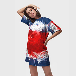 Футболка женская длинная Grunge strips colors, цвет: 3D-принт — фото 2