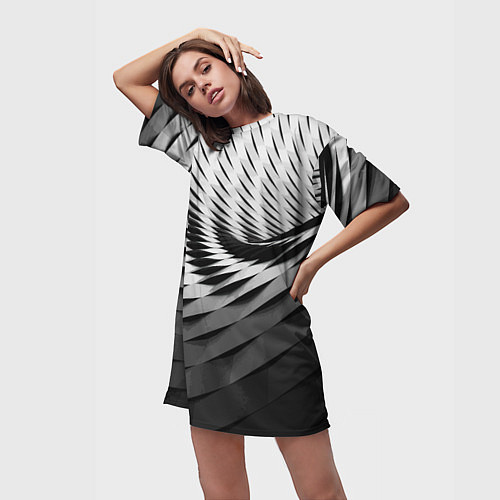 Женская длинная футболка Авангардный модный паттерн / 3D-принт – фото 3