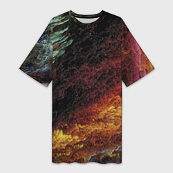 Футболка женская длинная Красочные частицы, цвет: 3D-принт