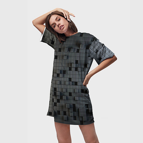Женская длинная футболка Digital pixel black / 3D-принт – фото 3