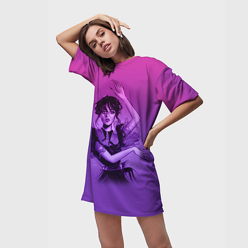 Женская длинная футболка Стильная wednesday / 3D-принт – фото 3