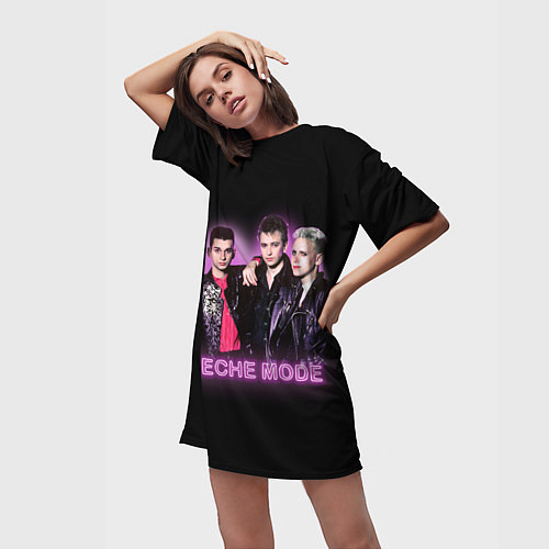 Женская длинная футболка 80s Depeche Mode neon / 3D-принт – фото 3
