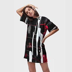 Футболка женская длинная Краски на стене, нейросеть, цвет: 3D-принт — фото 2