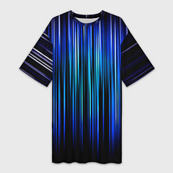 Футболка женская длинная Neon line stripes, цвет: 3D-принт