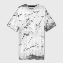 Футболка женская длинная Серый трещины тай-дай, цвет: 3D-принт