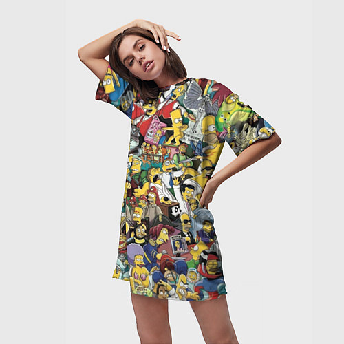 Женская длинная футболка Simpsonhistory / 3D-принт – фото 3