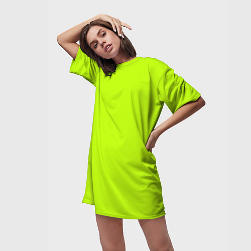 Женская длинная футболка Лайм цвет: однотонный лаймовый / 3D-принт – фото 3
