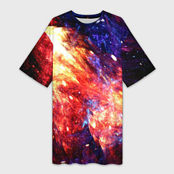 Футболка женская длинная Космическое сияние ночь, цвет: 3D-принт