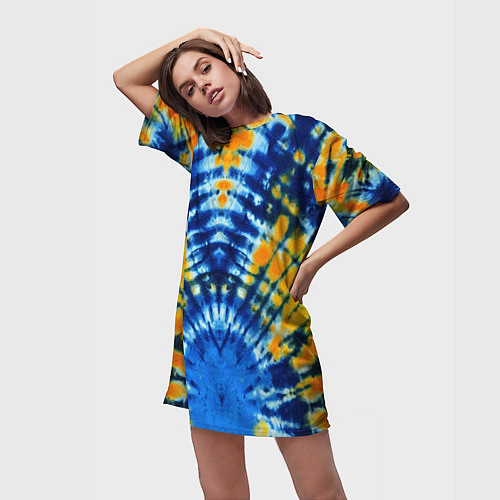 Женская длинная футболка Tie dye стиль хиппи / 3D-принт – фото 3