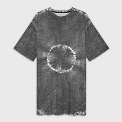 Футболка женская длинная Серый круг тай-дай, цвет: 3D-принт