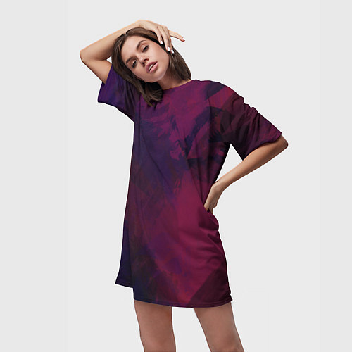 Женская длинная футболка Фиолетовый мазок / 3D-принт – фото 3