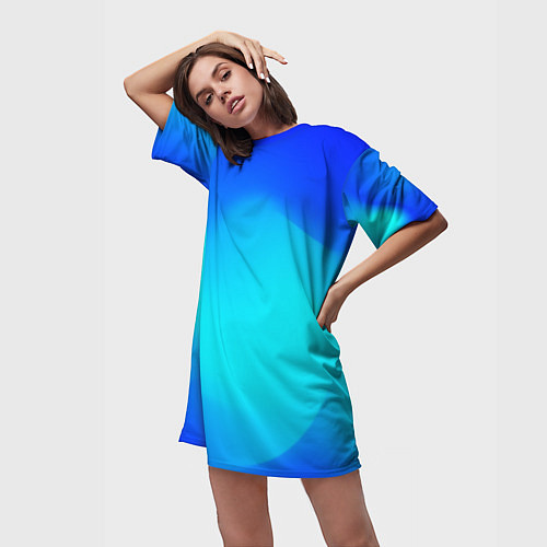 Женская длинная футболка Градиент синий / 3D-принт – фото 3