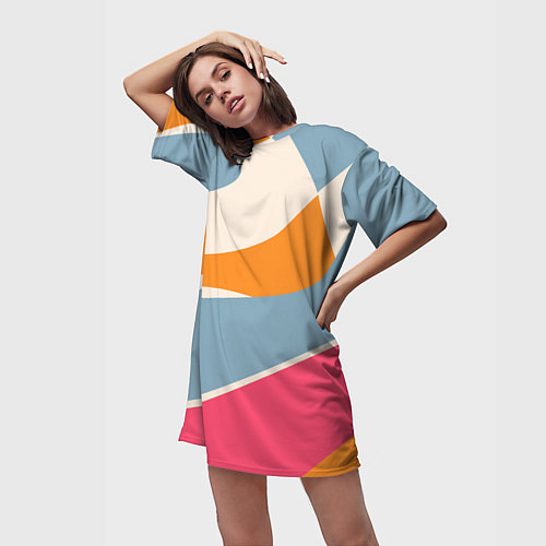 Женская длинная футболка Разноцветная абстракция в стиле модерн / 3D-принт – фото 3