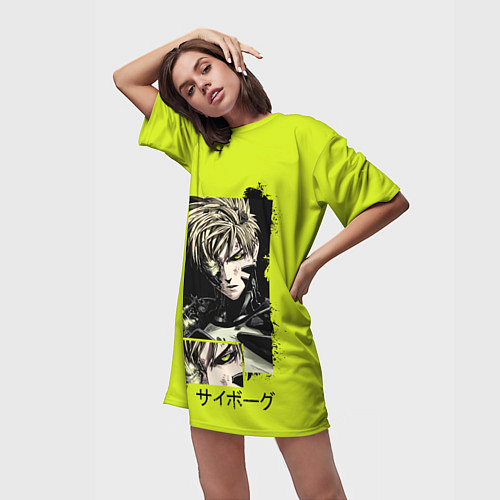 Женская длинная футболка Генос - киборг / 3D-принт – фото 3