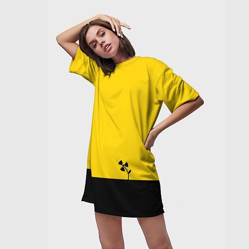 Женская длинная футболка Атомный цветок / 3D-принт – фото 3