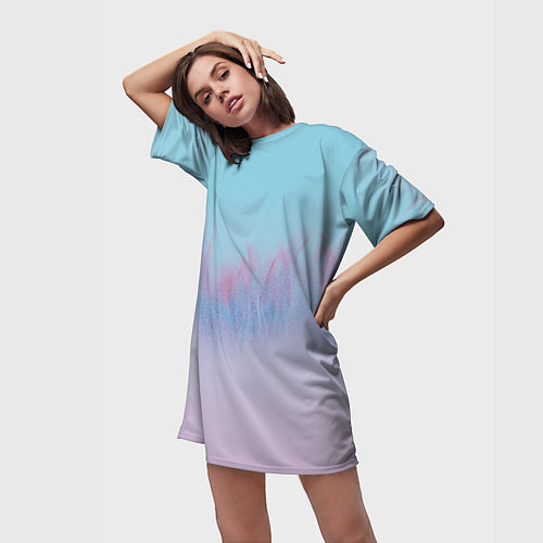 Женская длинная футболка Пурпурный огонь / 3D-принт – фото 3