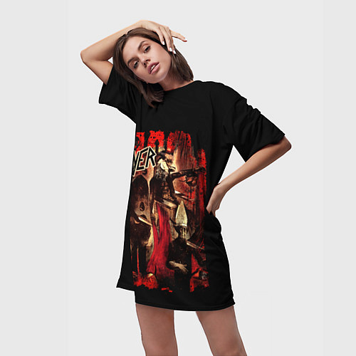 Женская длинная футболка Slayer ад / 3D-принт – фото 3