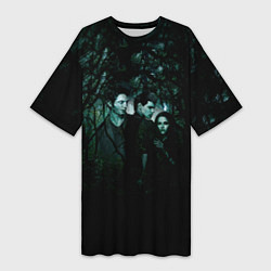 Футболка женская длинная Сумерки Белла Эдвард Джейкоб арт, цвет: 3D-принт