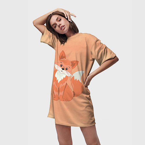 Женская длинная футболка Милая лиса / 3D-принт – фото 3