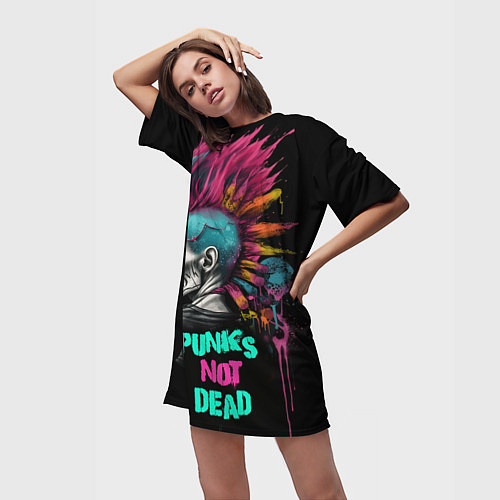 Женская длинная футболка Punks not dear / 3D-принт – фото 3