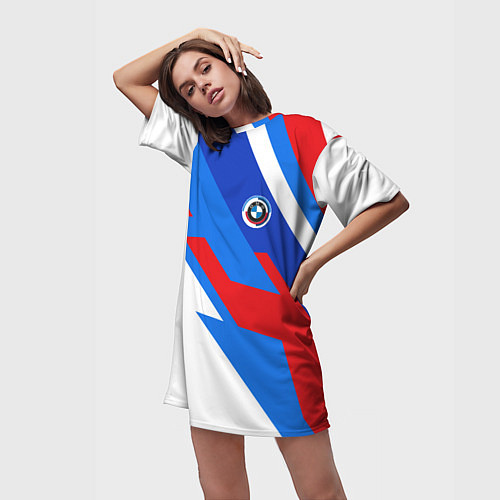 Женская длинная футболка Bmw - perfomance colors / 3D-принт – фото 3