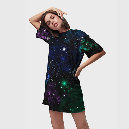 Женская длинная футболка Космос Звёздное небо / 3D-принт – фото 3