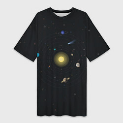 Женская длинная футболка Солнце и планеты