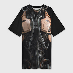 Футболка женская длинная Туловище робота, цвет: 3D-принт