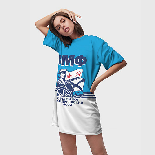 Женская длинная футболка ВМФ - военно-морской флот / 3D-принт – фото 3