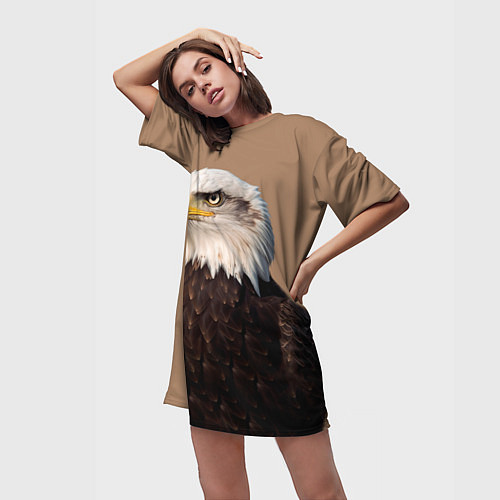 Женская длинная футболка Белоголовый орлан птица / 3D-принт – фото 3
