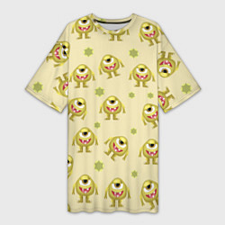 Футболка женская длинная Монстр, милый одноглазый зверь, цвет: 3D-принт