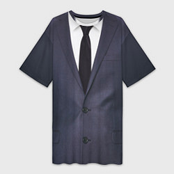 Футболка женская длинная Деловой пиджак с рубашкой, цвет: 3D-принт