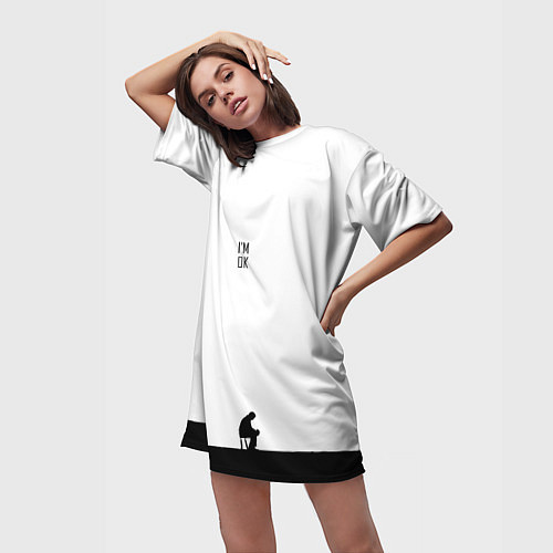 Женская длинная футболка AM I OK? / 3D-принт – фото 3