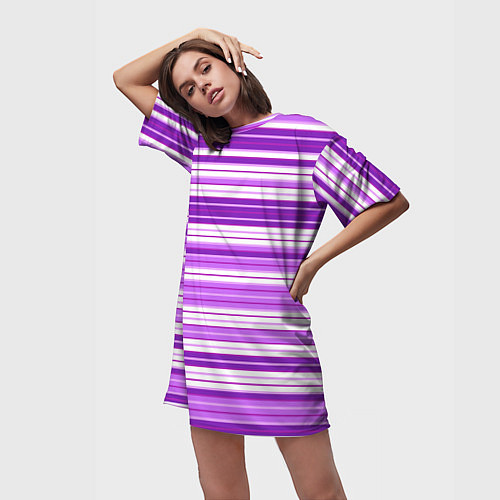 Женская длинная футболка Фиолетовые полосы / 3D-принт – фото 3