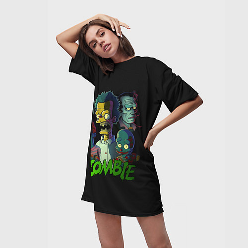 Женская длинная футболка Zombie Simpsons / 3D-принт – фото 3