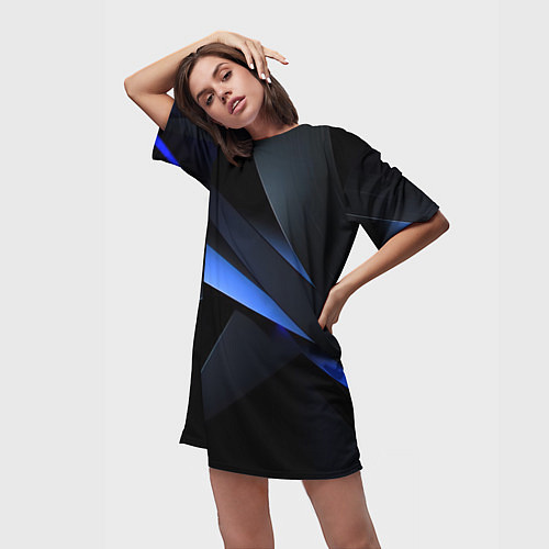 Женская длинная футболка Black blue / 3D-принт – фото 3