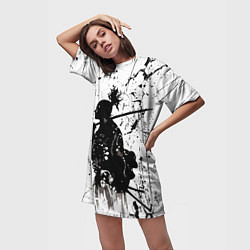 Футболка женская длинная Самурай - древний воин, цвет: 3D-принт — фото 2