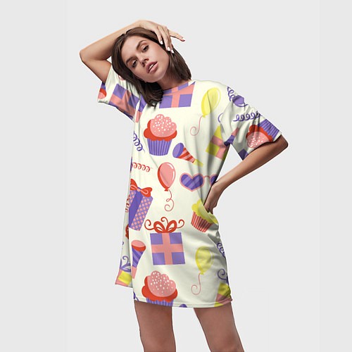 Женская длинная футболка Holiday / 3D-принт – фото 3